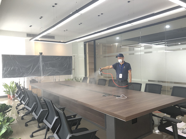 华坚集团东莞总部大楼大型甲醛治理.装修除味工程