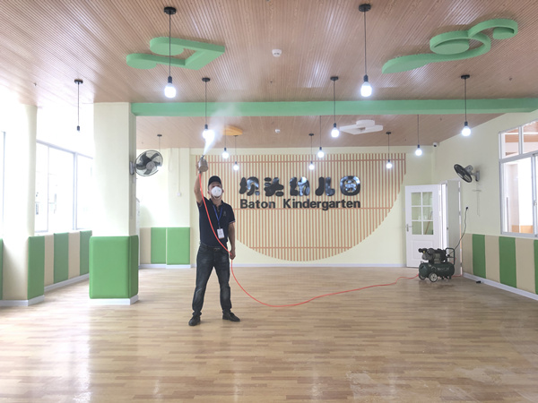 万江区坝头幼儿园大型甲醛治理.装修除味工程