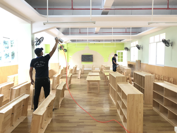 万江区坝头幼儿园大型甲醛治理.装修除味工程