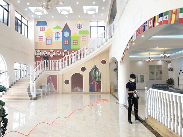 洪梅宏爱国际幼儿园大型甲醛治理.装修除味工程