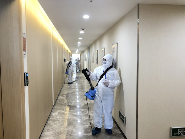 民盈国贸集团大型防疫消毒工程